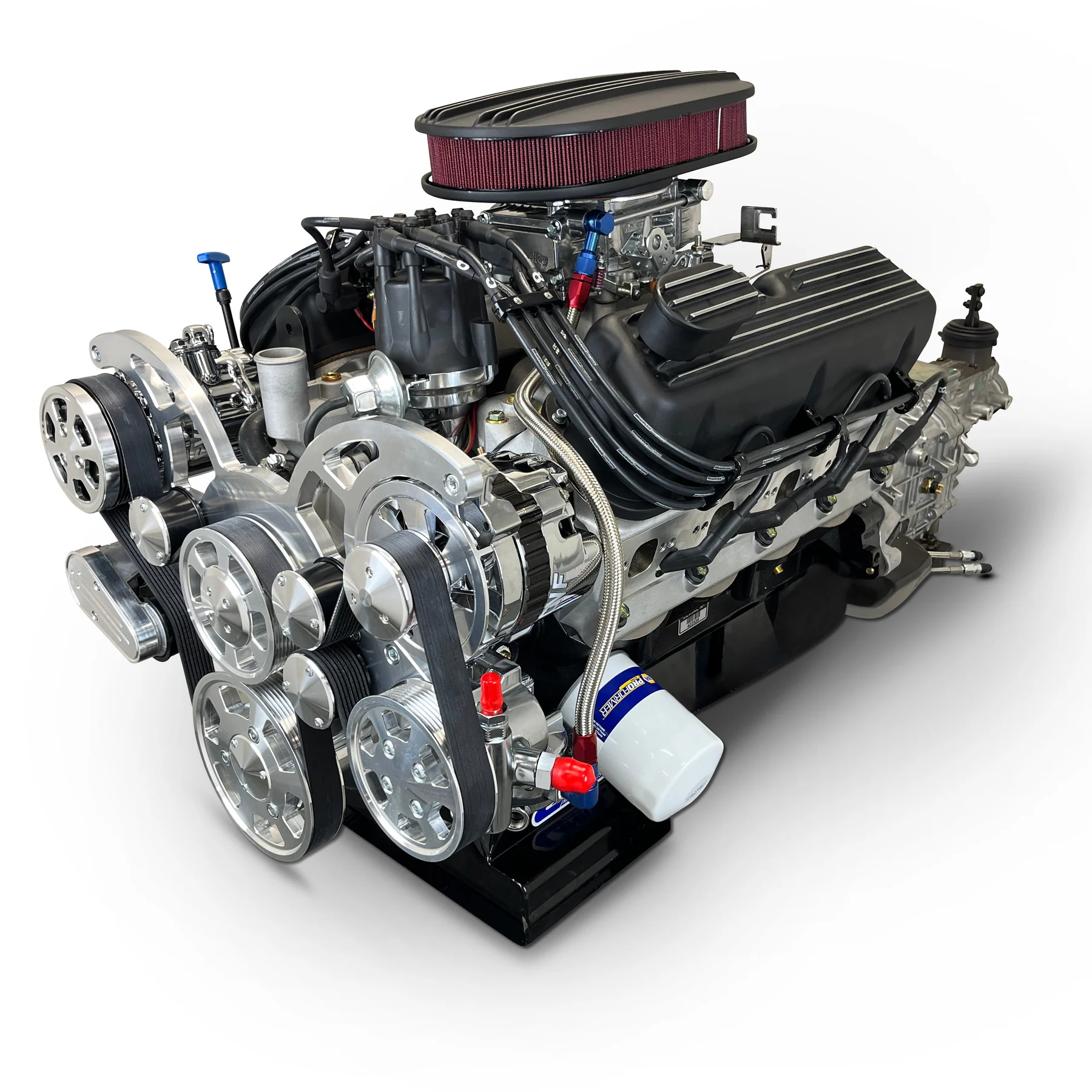 Ford Small Block Compatible 302 c.i. Engine and TKX Manual Transmission - 370 Horsepower - Standard Edition Builder Series with Polished Pulley Kit - Carbureted