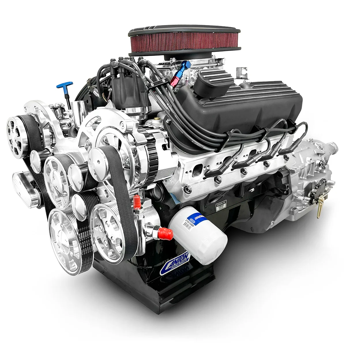 Ford Small Block Compatible 347 c.i. Engine and 4R70W Automatic Transmission - 415 Horsepower - Standard Edition Builder Series with Polished Pulley Kit - Carbureted