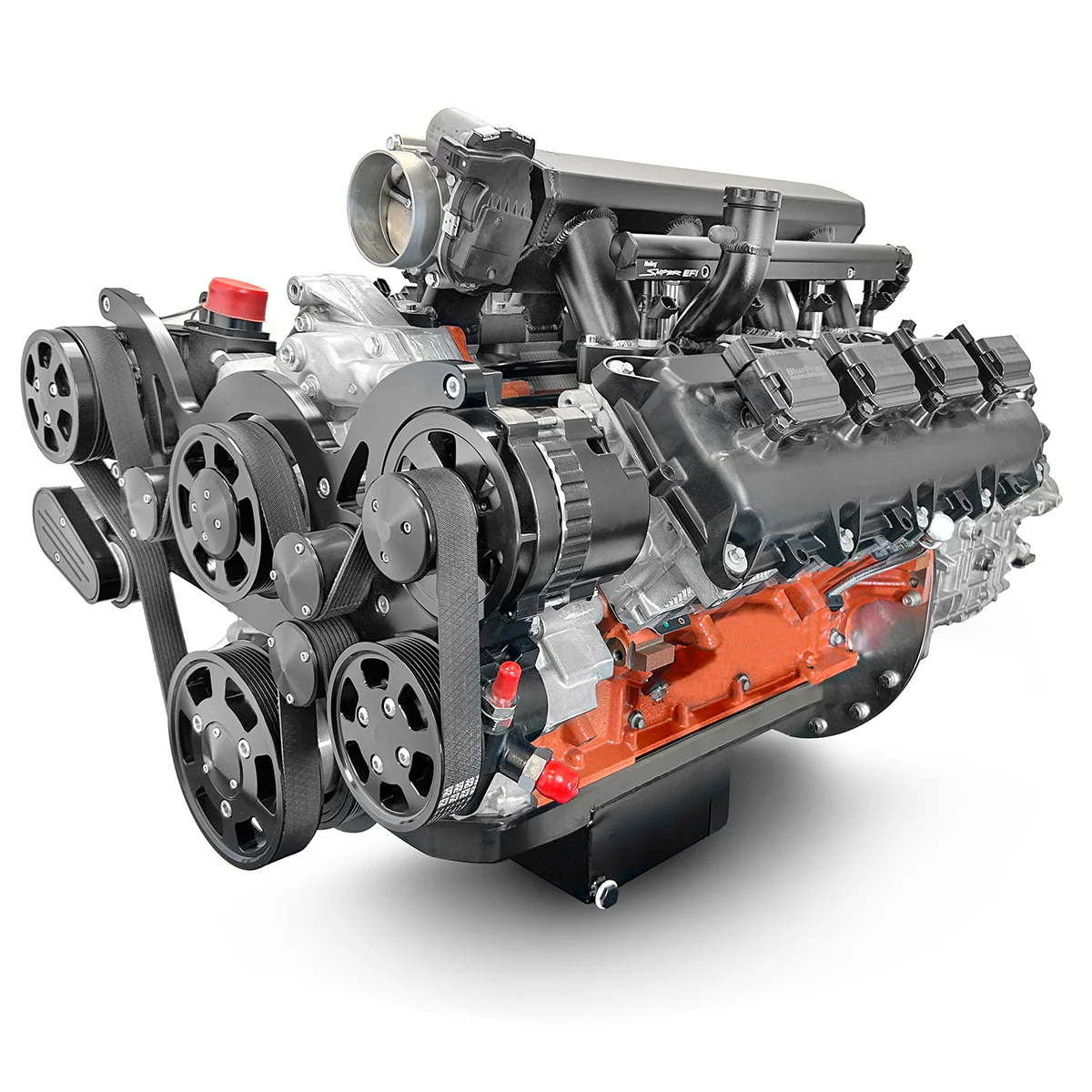 Chrysler Hemi Compatible 426 c.i. Engine and T56 Manual Transmission - 610 HP - Standard Edition Builder Series with Black Pulley Kit - Fuel Injected