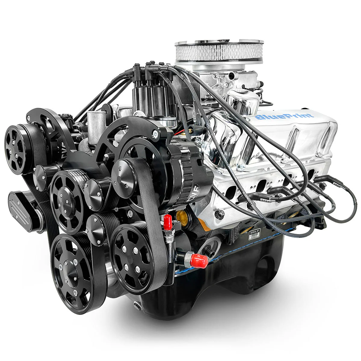 Ford Small Block Compatible 302 c.i. Engine - 361 Horsepower - Deluxe Dressed with Black Pulley Kit - Rear Sump - Fuel Injected
