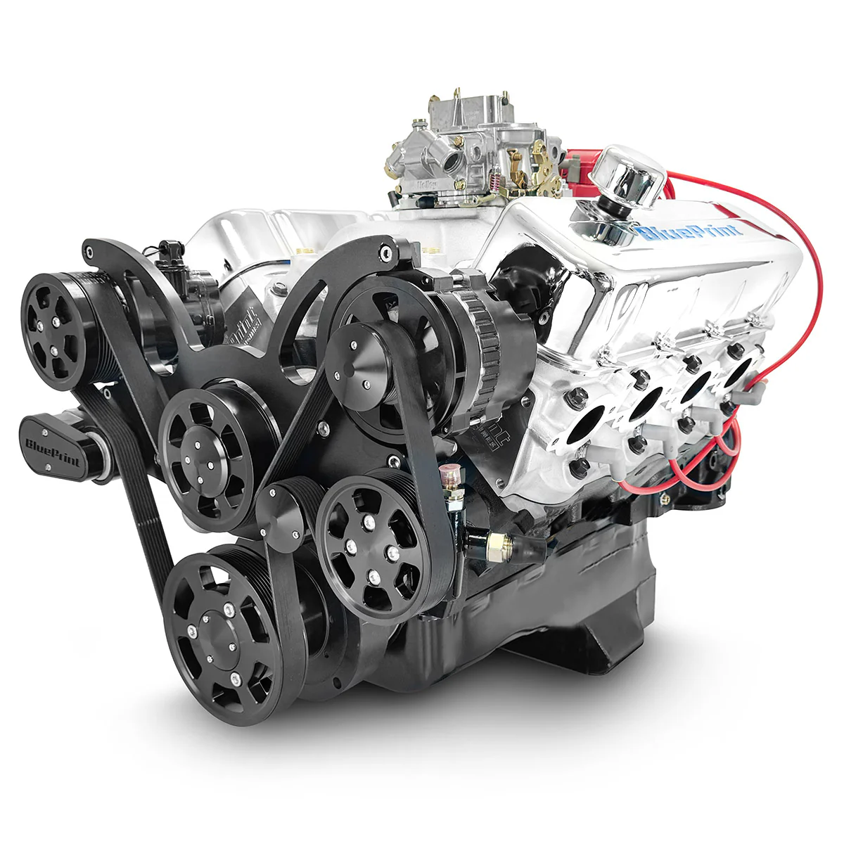 GM Big Block Compatible 454 c.i. Engine - 460 Horsepower - Deluxe Dressed with Black Pulley Kit - Carbureted