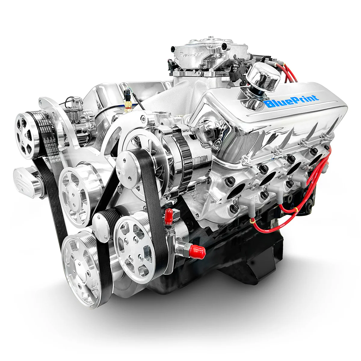 GM Big Block Compatible 496 c.i. Engine - 600 Horsepower - Deluxe Dressed with Polished Pulley Kit - Fuel Injected